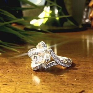 Lotus Flower CZ 925 Sterling Silver Ring